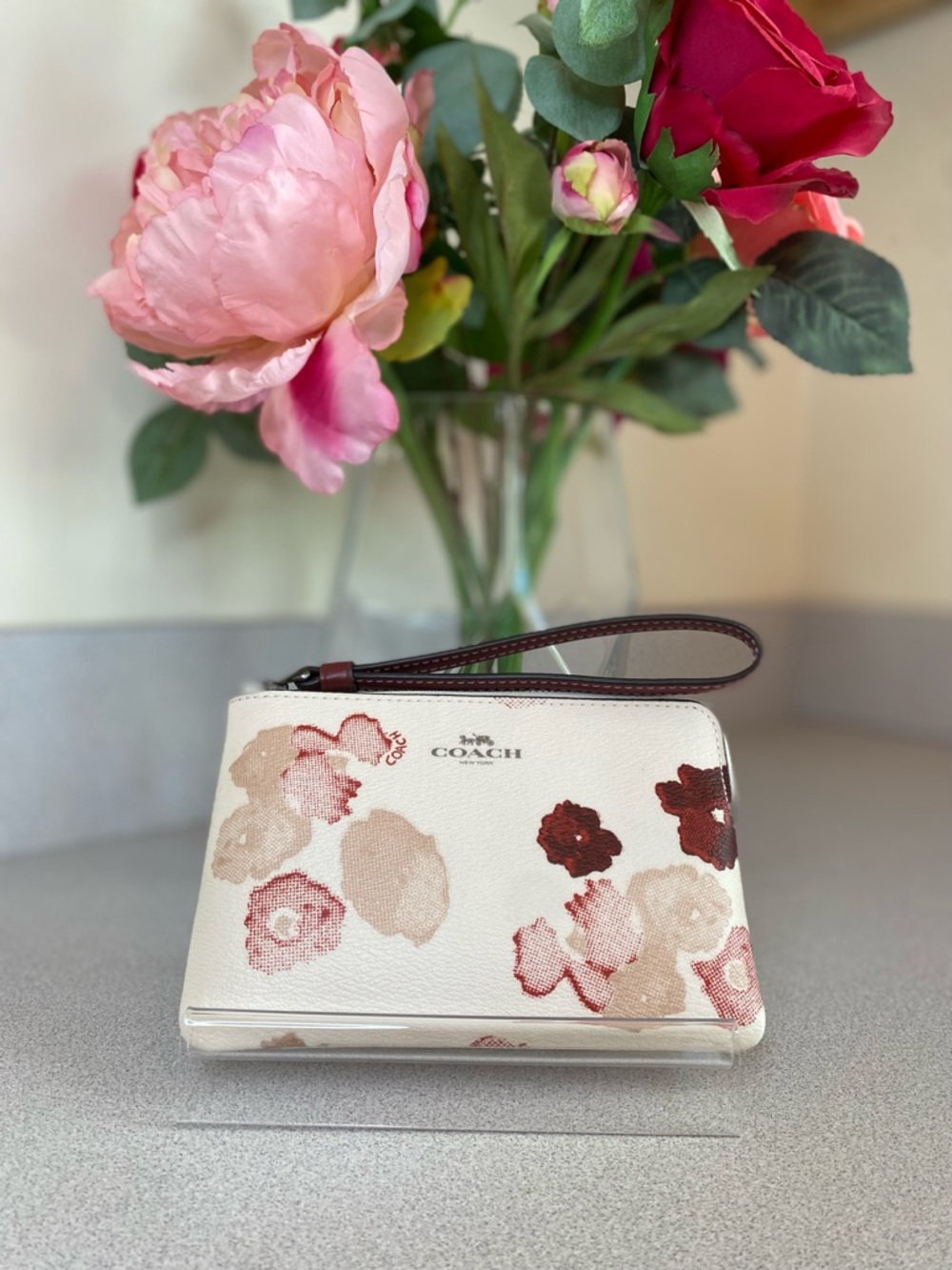 Coach Floral Corner Zip Wristlet